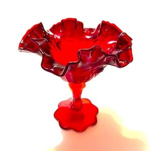 Vintage Red Depressed Glass Dish